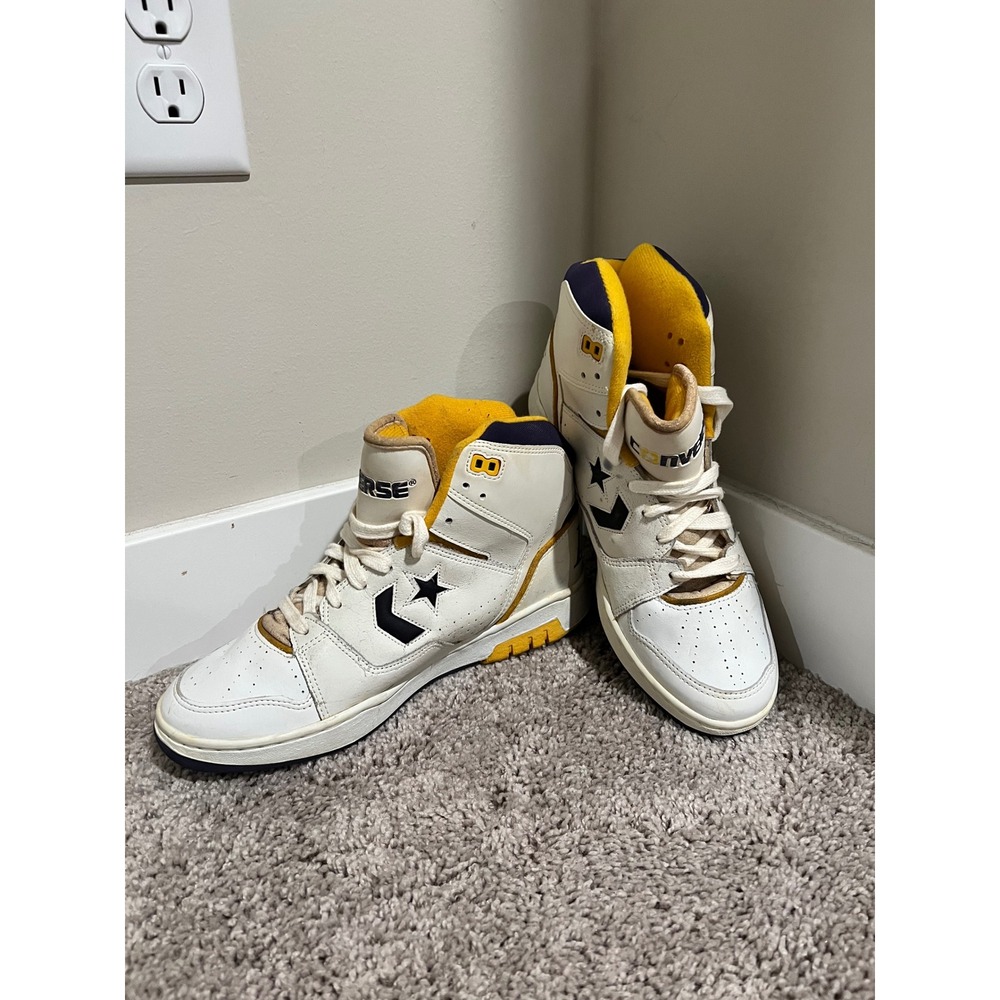 Vintage Converse Los Angeles Lakers High Top Basketball Shoes White IG891 Men 10